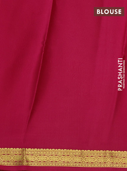 Pure mysore silk saree light green and pink with plain body and zari woven border