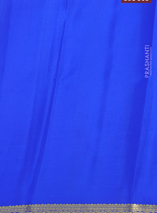 Pure mysore silk saree light green and blue with plain body and zari woven border