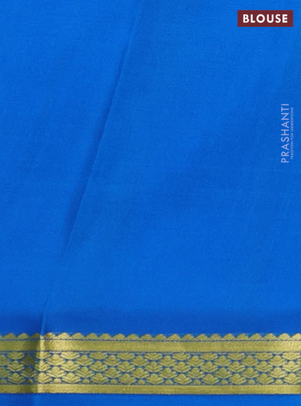 Pure mysore silk saree light green and cs blue with plain body and zari woven border
