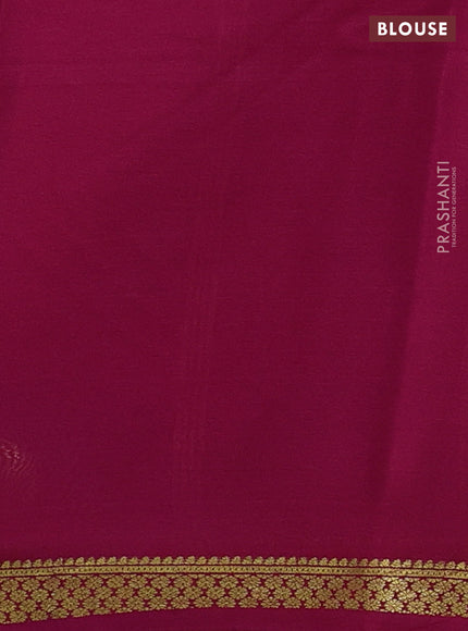 Pure mysore silk saree cs blue and pink with plain body and zari woven border