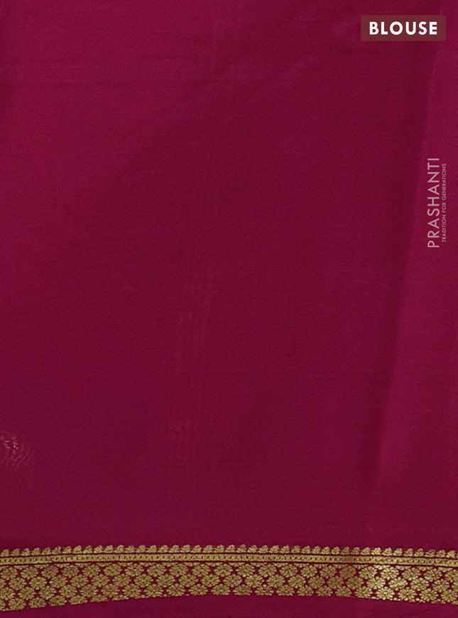 Pure mysore silk saree cs blue and pink with plain body and zari woven border