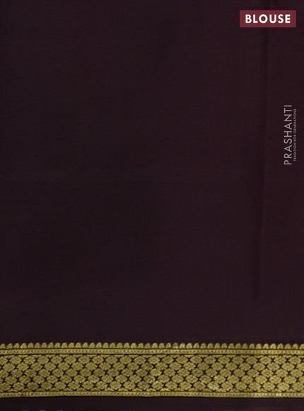 Pure mysore silk saree mauve pink and coffee brown with plain body and zari woven border