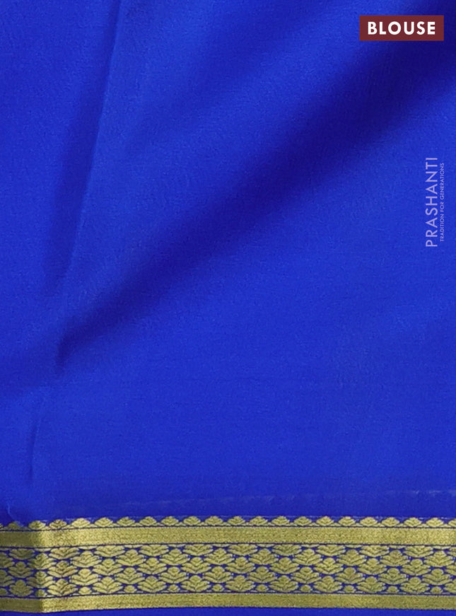Pure mysore silk saree light green and blue with plain body and zari woven border