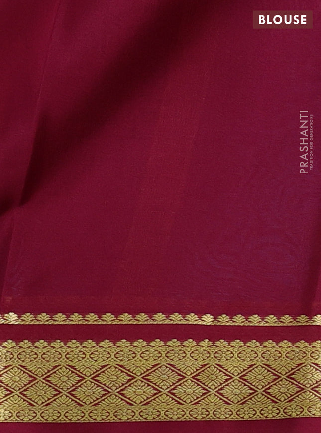 Pure mysore silk saree cs blue and pink with plain body and zari woven border