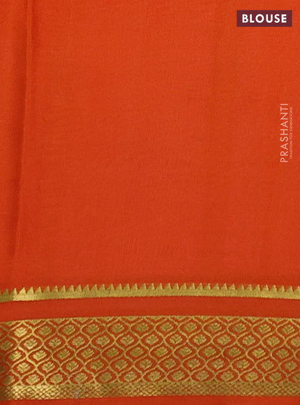 Pure mysore silk saree light pink and orange with plain body and zari woven border