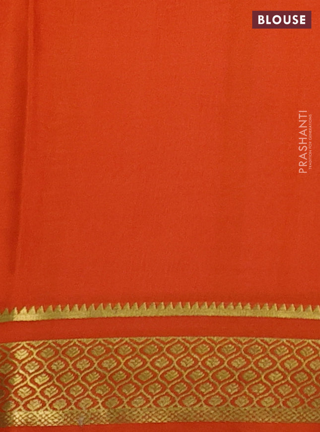 Pure mysore silk saree light pink and orange with plain body and zari woven border