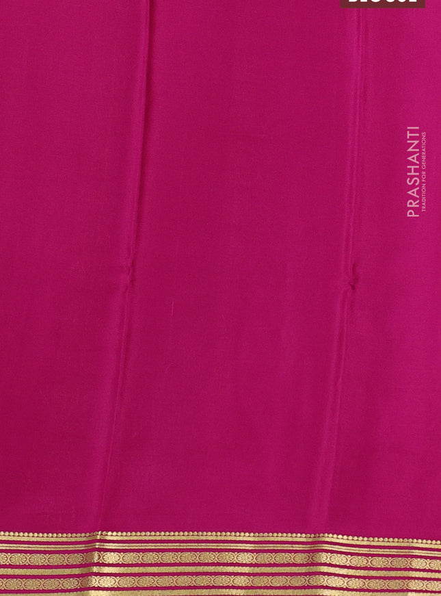 Pure mysore silk saree grey shade and pink with plain body and zari woven border