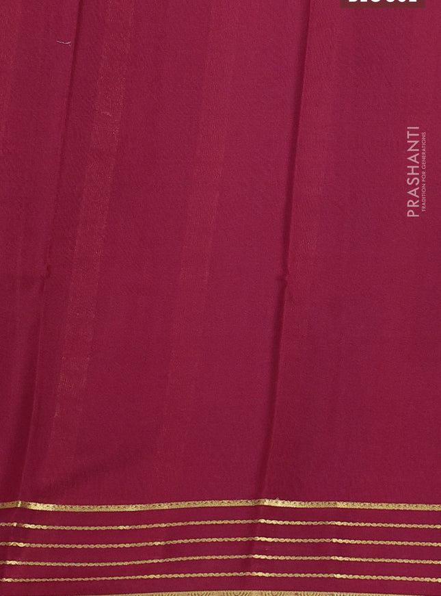 Pure mysore silk saree cs blue and maroon with plain body and zari woven border