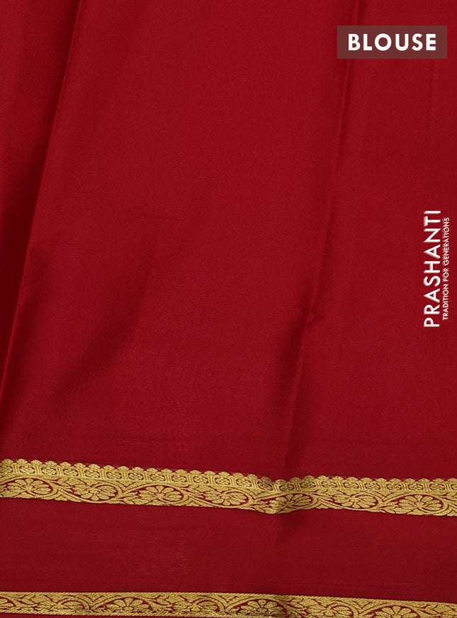 Pure mysore silk saree light pink and red with plain body and rettapet zari woven border