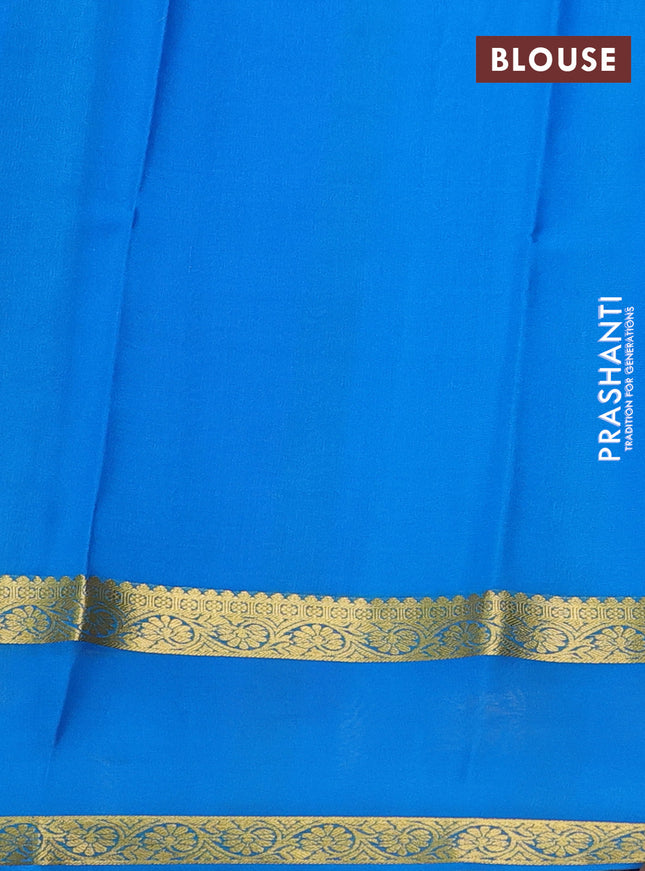 Pure mysore silk saree lavender and cs blue with plain body and rettapet zari woven border