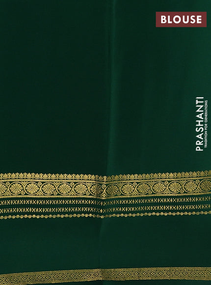 Pure mysore silk saree red and green with plain body and rettapet zari woven border