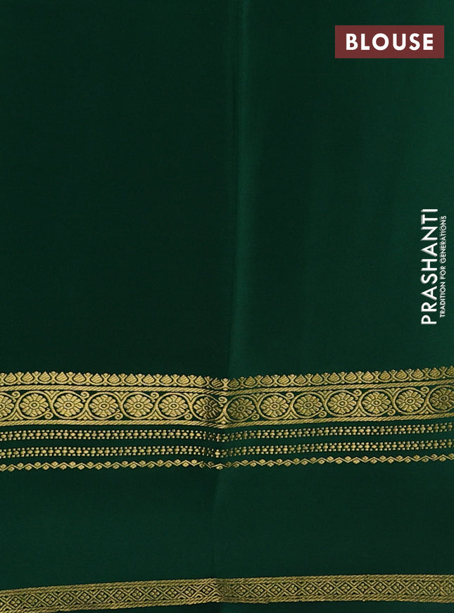 Pure mysore silk saree red and green with plain body and rettapet zari woven border