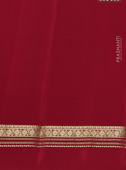 Pure mysore silk saree peach shade and maroon with plain body and rettapet zari woven border