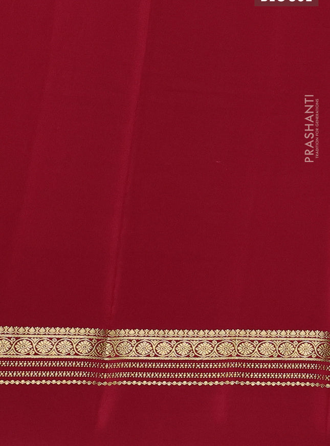 Pure mysore silk saree peach shade and maroon with plain body and rettapet zari woven border