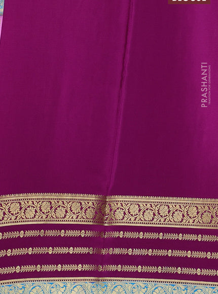 Pure mysore silk saree light blue and purple blue with zari woven buttas and long zari woven border