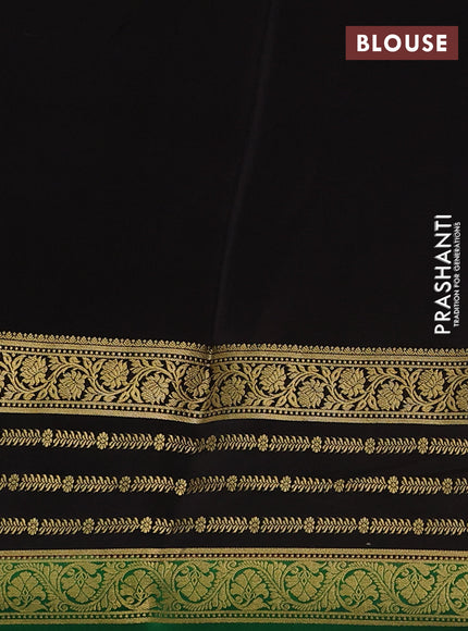 Pure mysore silk saree red and coffee brown green with zari woven buttas and long zari woven border