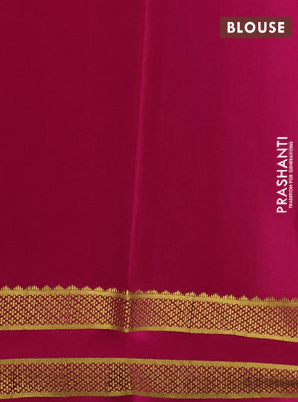 Pure mysore silk saree light blue and pink with allover small zari checked pattern and rettapet zari woven border