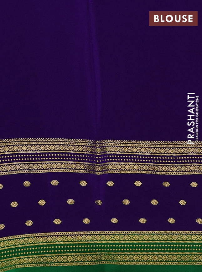 Pure mysore silk saree pink and blue green with zari woven buttas and long zari woven border