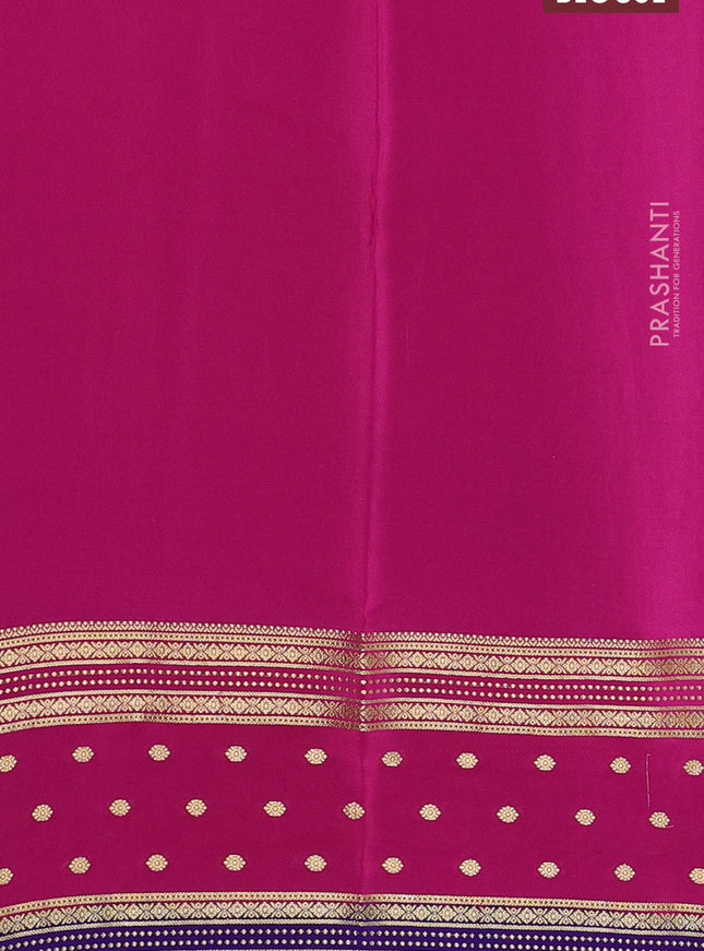 Pure mysore silk saree teal blue and pink blue with zari woven buttas and long zari woven border