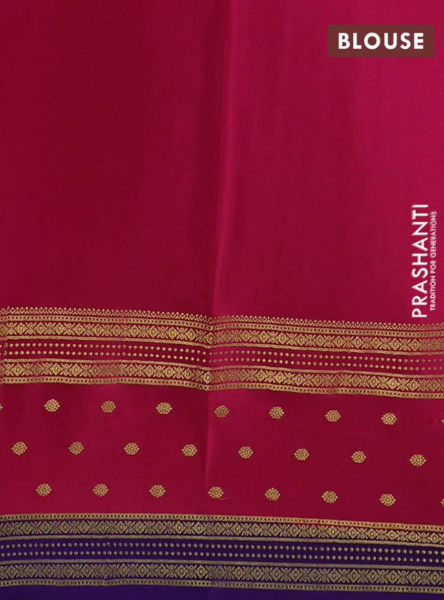 Pure mysore silk saree teal blue and pink blue with zari woven buttas and long zari woven border