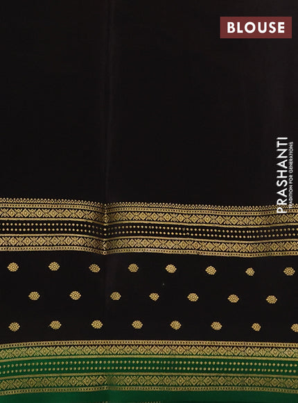 Pure mysore silk saree red and black green with zari woven buttas and long zari woven border