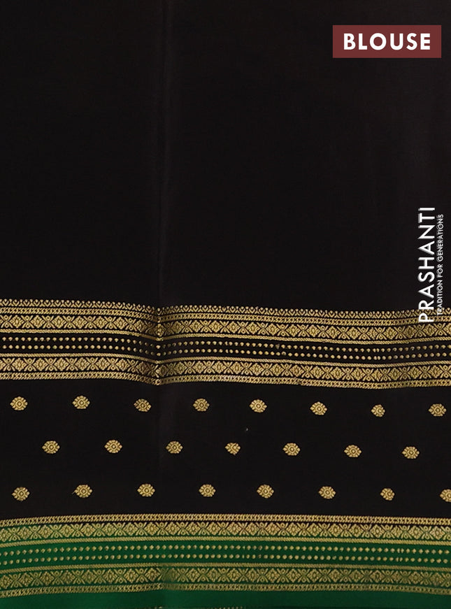 Pure mysore silk saree red and black green with zari woven buttas and long zari woven border