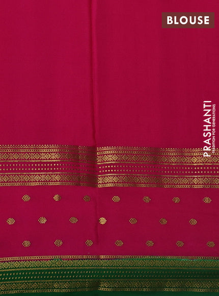 Pure mysore silk saree orange and pink green with zari woven buttas and long zari woven border