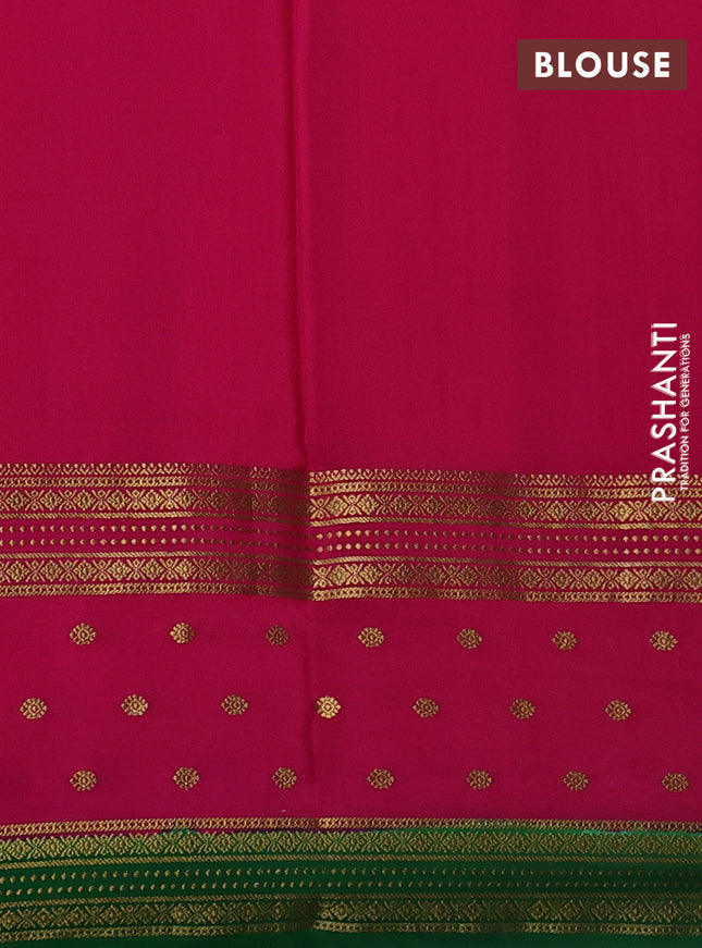 Pure mysore silk saree orange and pink green with zari woven buttas and long zari woven border