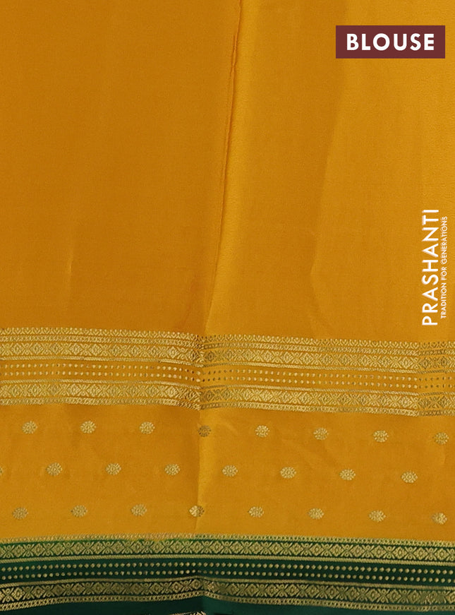 Pure mysore silk saree maroon and mustard yellow green with zari woven buttas and long zari woven border