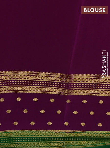 Pure mysore silk saree orange and purple green with zari woven buttas and long zari woven border