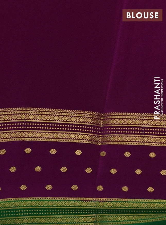 Pure mysore silk saree orange and purple green with zari woven buttas and long zari woven border