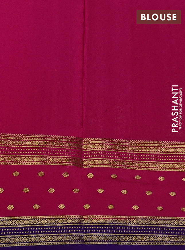 Pure mysore silk saree teal green and pink blue with zari woven buttas and long zari woven border