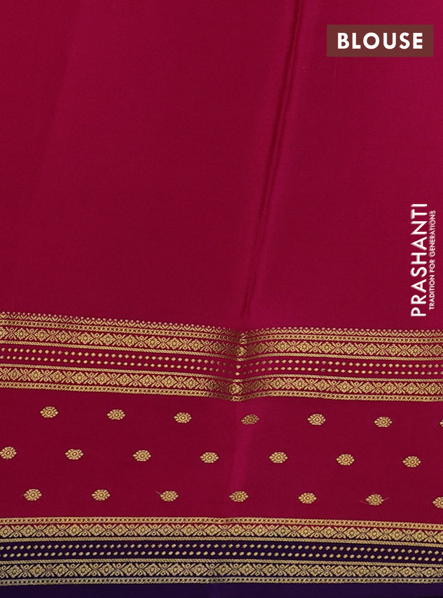 Pure mysore silk saree green and pink blue with zari woven buttas and long zari woven border