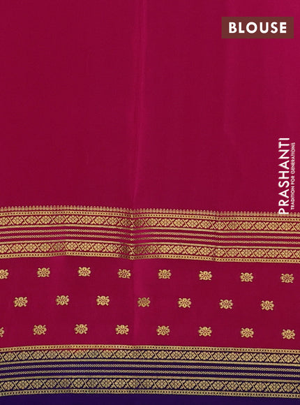 Pure mysore silk saree teal green and pink violet with zari woven buttas and long zari woven border