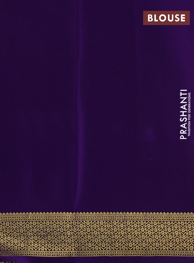 Pure mysore silk saree pink and violet with allover zari checked pattern & buttas and rettapet zari woven border