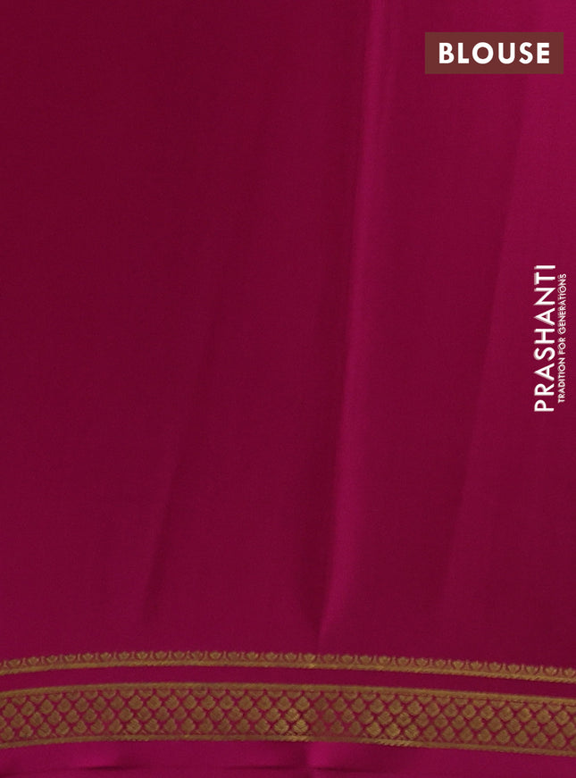 Pure mysore silk saree deep jamun and pink with allover zari checked pattern and zari woven border