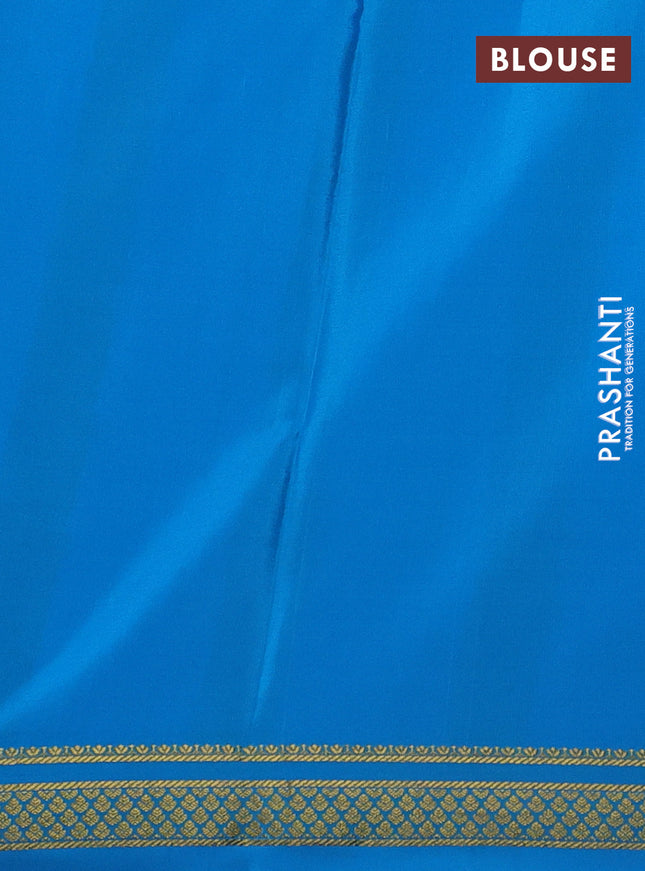 Pure mysore silk saree dark blue and cs blue with allover zari checked pattern and zari woven border