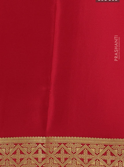 Pure mysore silk saree pista green and red with allover small zari checks and long zari woven border