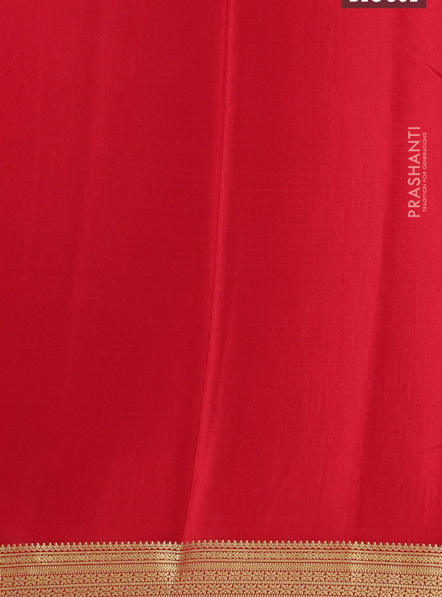 Pure mysore silk saree red with allover small zari checks & buttas and zari woven border