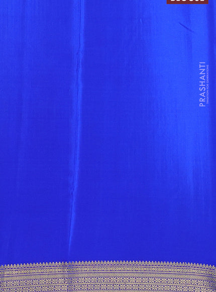 Pure mysore silk saree teal blue and blue with allover small zari checks & buttas and zari woven border