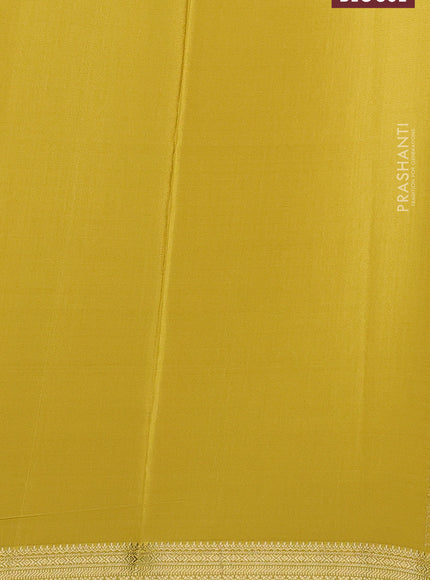 Pure mysore silk saree pale yellow with allover small zari checks & buttas and zari woven border