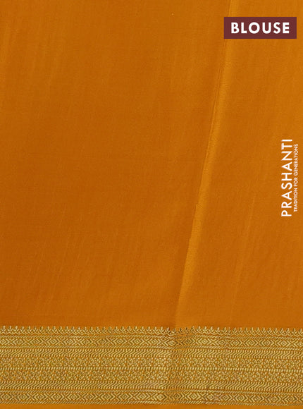 Pure mysore silk saree mustard yellow with allover small zari checks & buttas and zari woven border