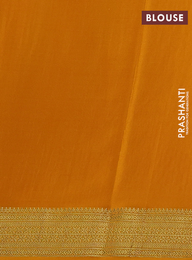 Pure mysore silk saree mustard yellow with allover small zari checks & buttas and zari woven border