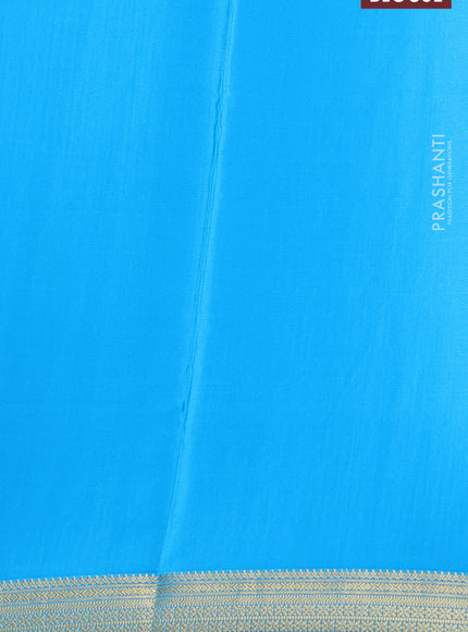 Pure mysore silk saree light blue with allover small zari checks & buttas and zari woven border