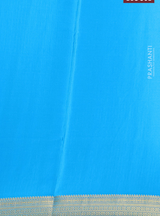 Pure mysore silk saree light blue with allover small zari checks & buttas and zari woven border