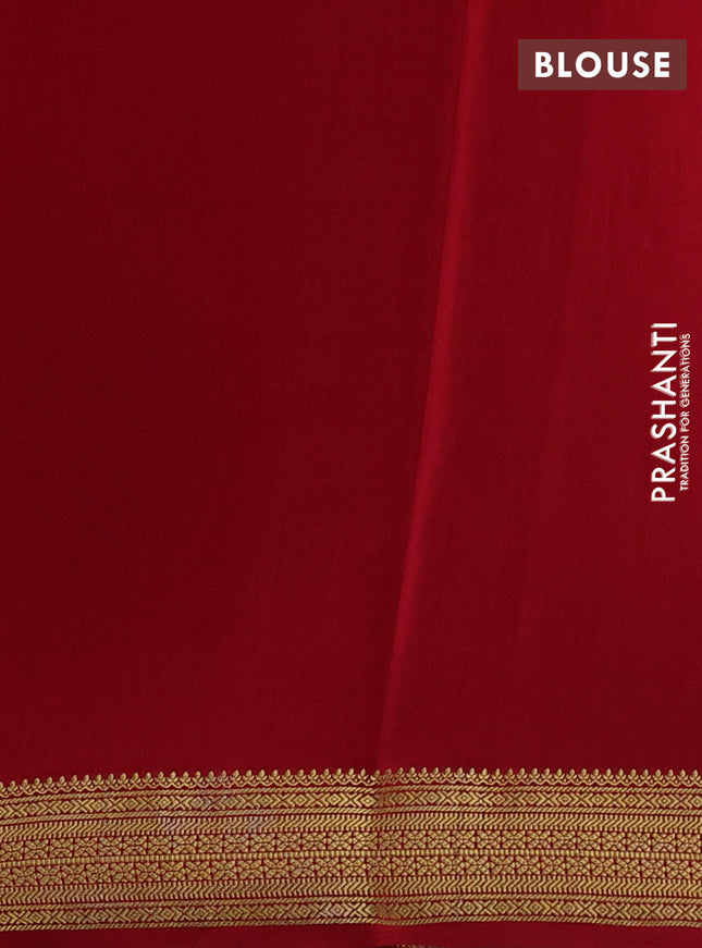 Pure mysore silk saree red with allover small zari checks & buttas and zari woven border