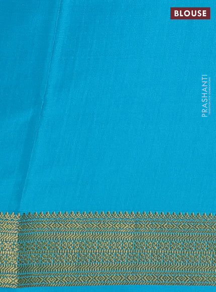 Pure mysore silk saree light blue with allover small zari checks & buttas and zari woven border