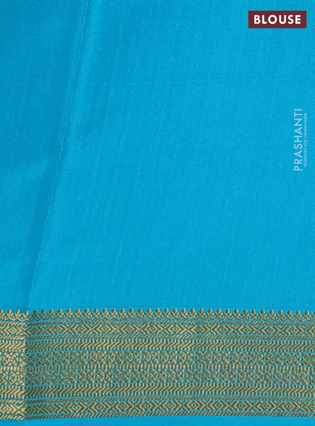 Pure mysore silk saree light blue with allover small zari checks & buttas and zari woven border