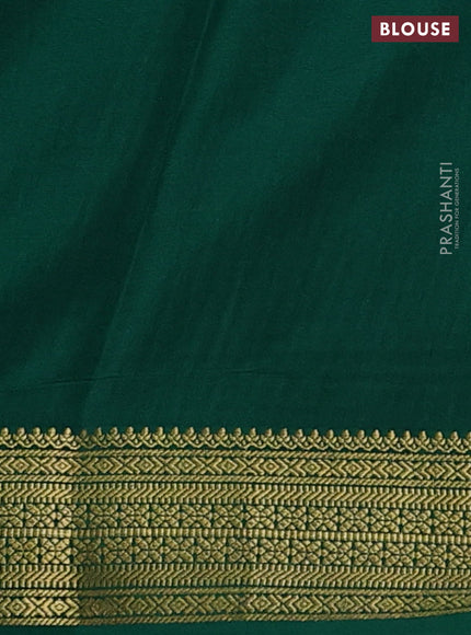 Pure mysore silk saree green with allover small zari checks & buttas and zari woven border