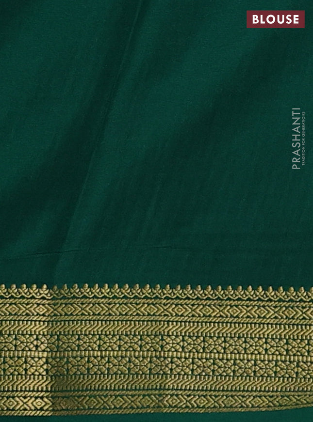 Pure mysore silk saree green with allover small zari checks & buttas and zari woven border